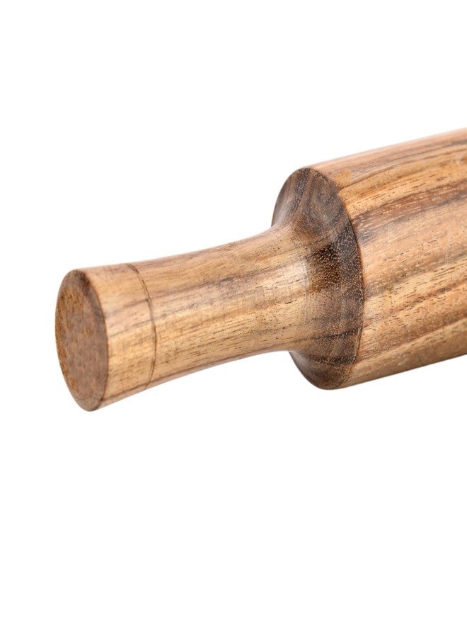 VISMAY'S 12 inch Belan Wooden Rolling Pin for Roti Roller Chapati Roller Food Grade Wood with Natural Grip Design Easy to Use in Kitchen (Desgin -1) - Image 2